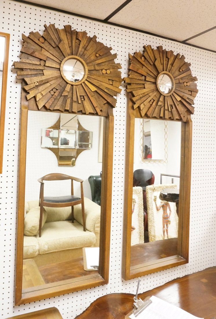 Pr Wood Brutalist Sunburst Wall Mirrors. Bullseye (1 of 4)