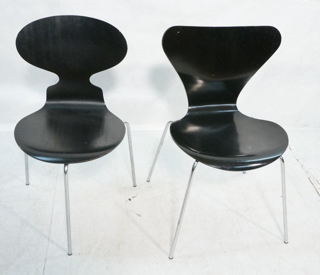 2pc Black Laminate Side Chairs. FRITZ HANSEN. Bot (1 of 7)
