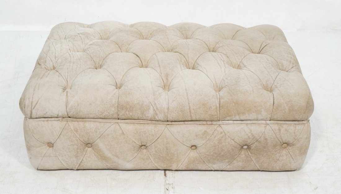 Distressed Leather Large Oversized Ottoman Stool. (1 of 5)