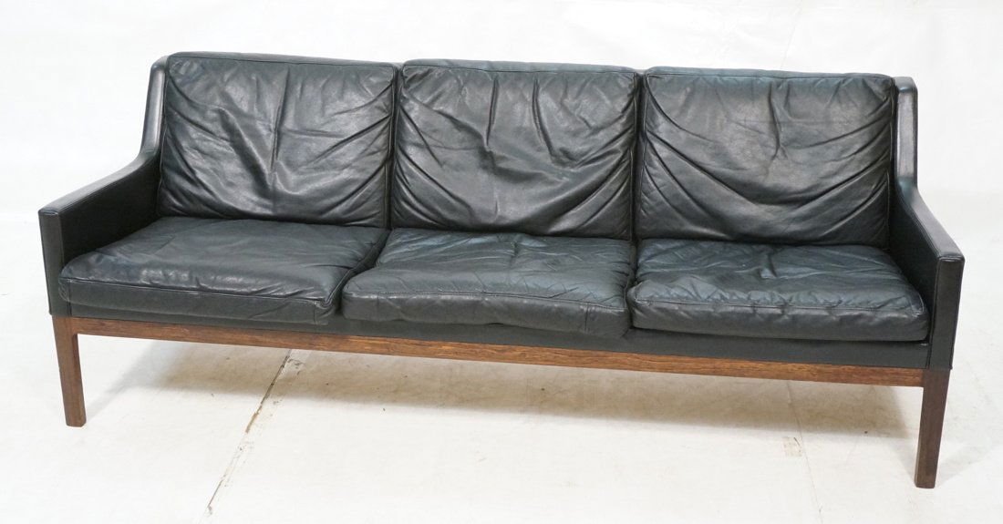 Borge Mogensen Rosewood Sofa Couch with Black Lea (1 of 7)