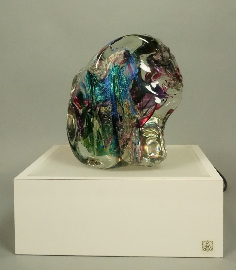 Large Art Glass Sculpture on Light Box. . Colorfu (1 of 5)