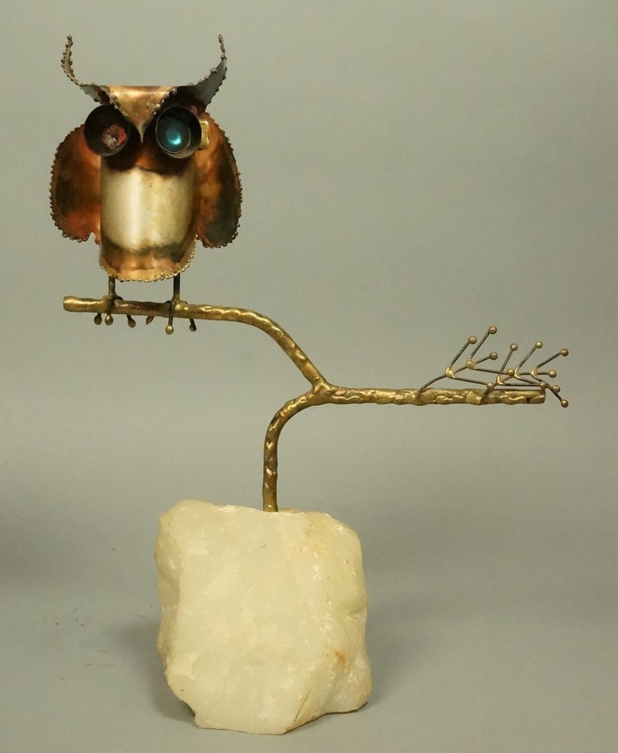 C JERE Brutalist Mixed Metal Welded OWL on brass (1 of 7)