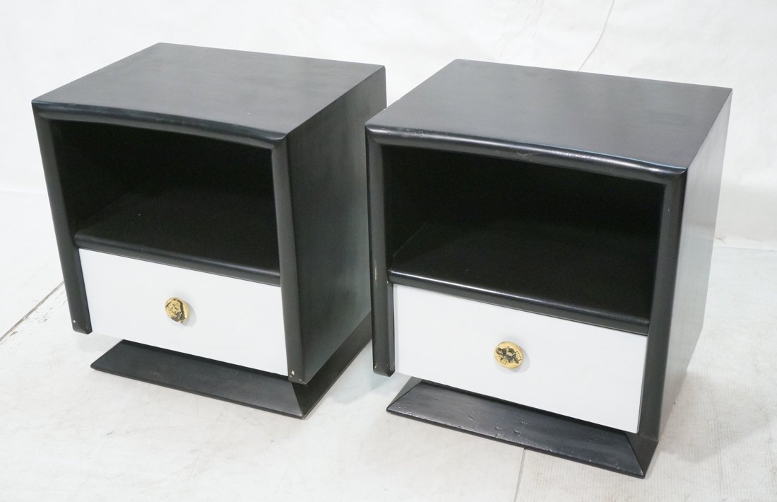 Pair Modernist Nightstand Side Cabinets.  Painted (1 of 9)