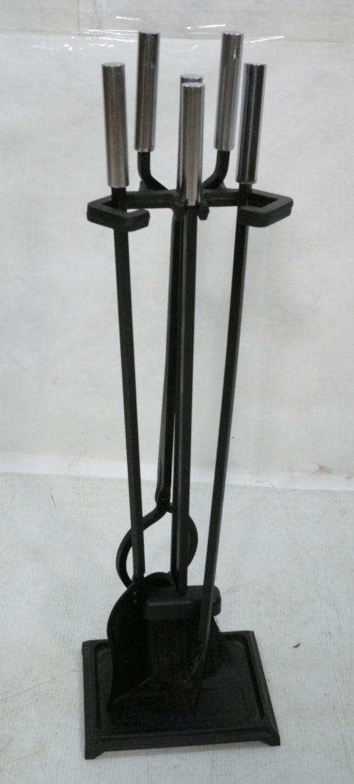 Pr Modernist Fireplace Tools. Black iron with chr (1 of 7)