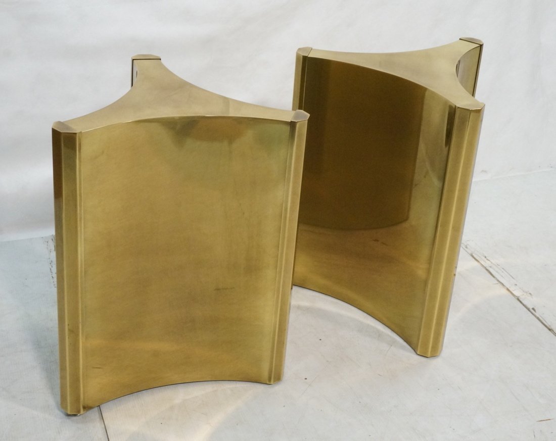 Pr Brass Side End Pedestal Tables. Mastercraft. (1 of 6)