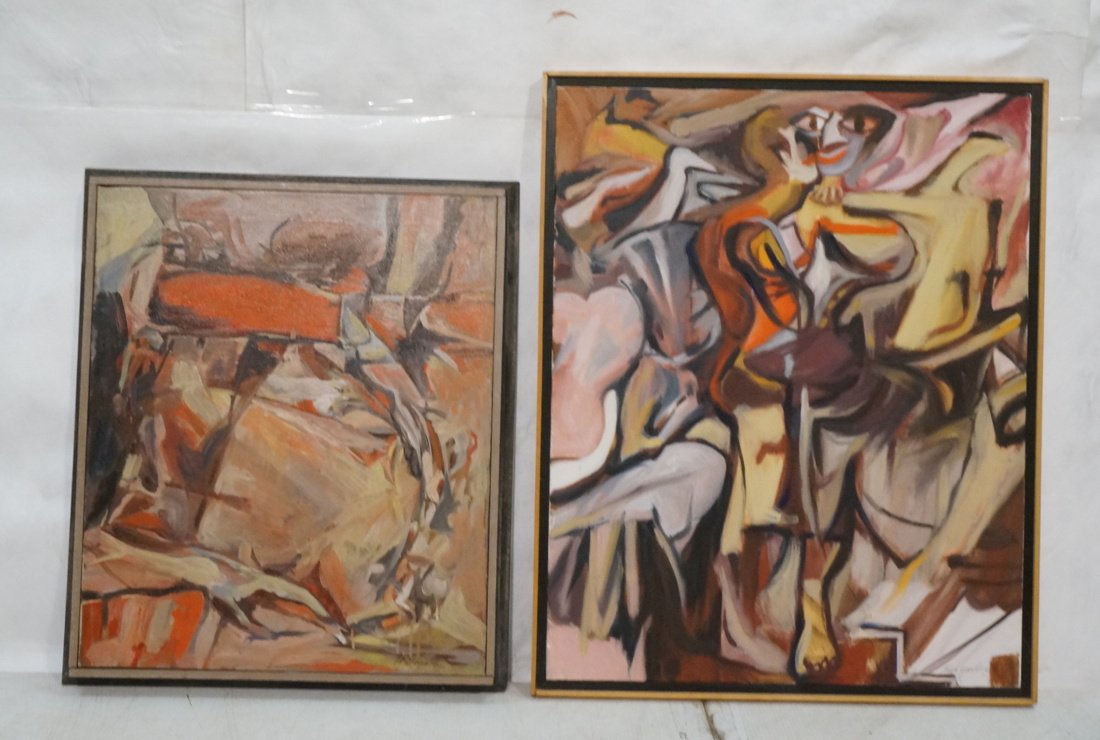 2pc TRAN GORDLEY Oil Paintings. 1) "Interlocking (1 of 5)