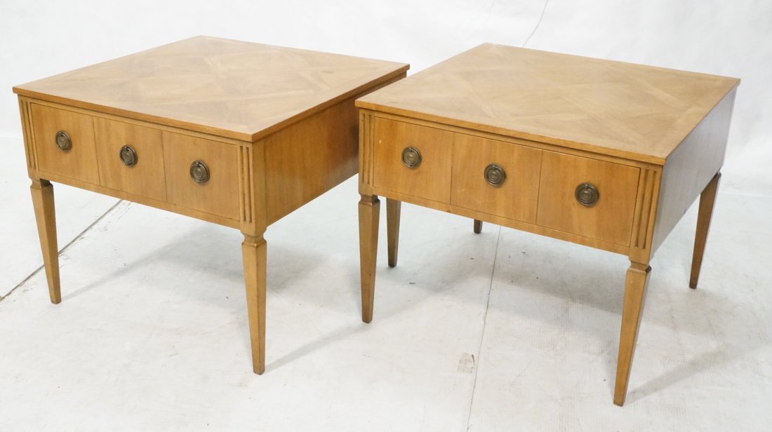 Pr KITTINGER Square Side End Tables. Parquetry to (1 of 8)