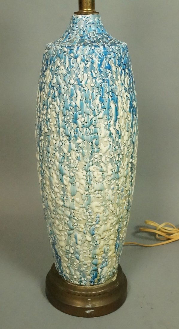Volcanic Drip Glaze Table Lamp. Cream body with b (1 of 7)