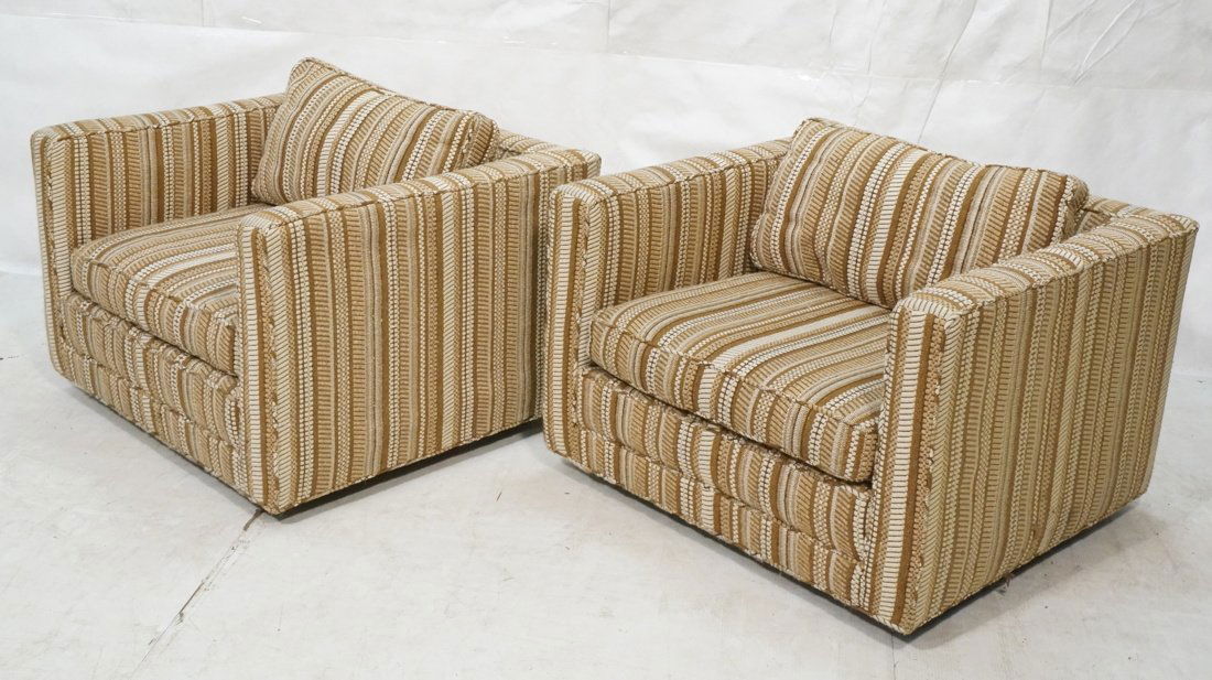 Pair Dunbar Oversized Cube Lounge Chairs. (1 of 6)