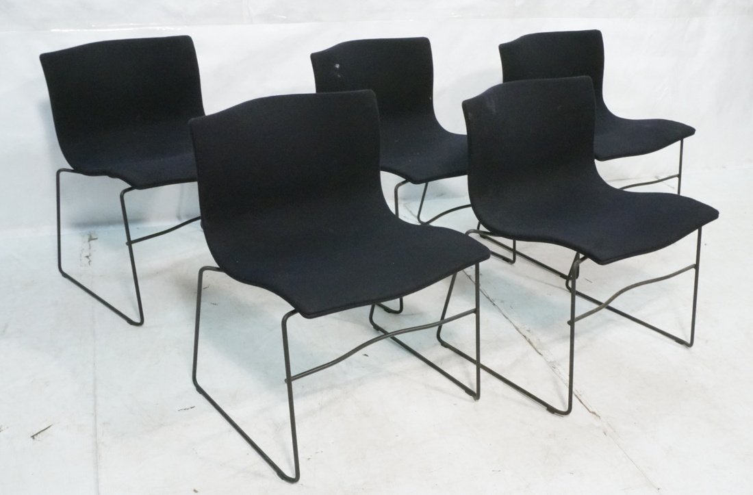 5 black KNOLL handkerchief chairs. Made in France (1 of 8)