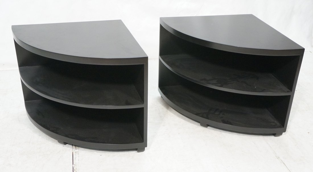 Pr Black Lacquer Moderne Pie Slice Side Tables. B (1 of 7)