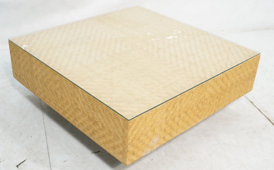 Woven Rattan Cocktail Coffee Table. Brushed alumi (1 of 8)