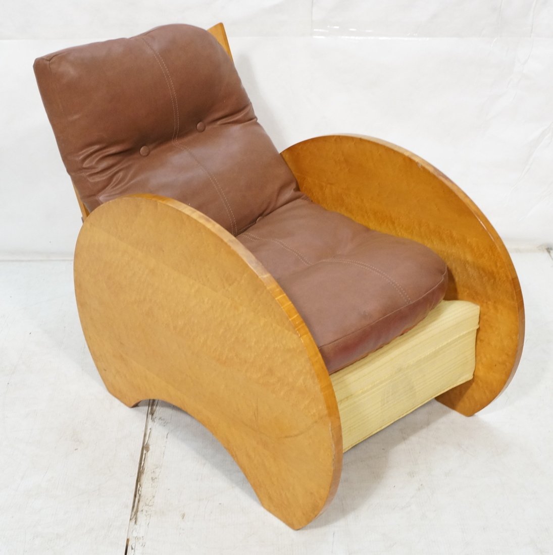 Birds Eye Maple Art Deco Lounge Chair. Arched Rou (1 of 6)