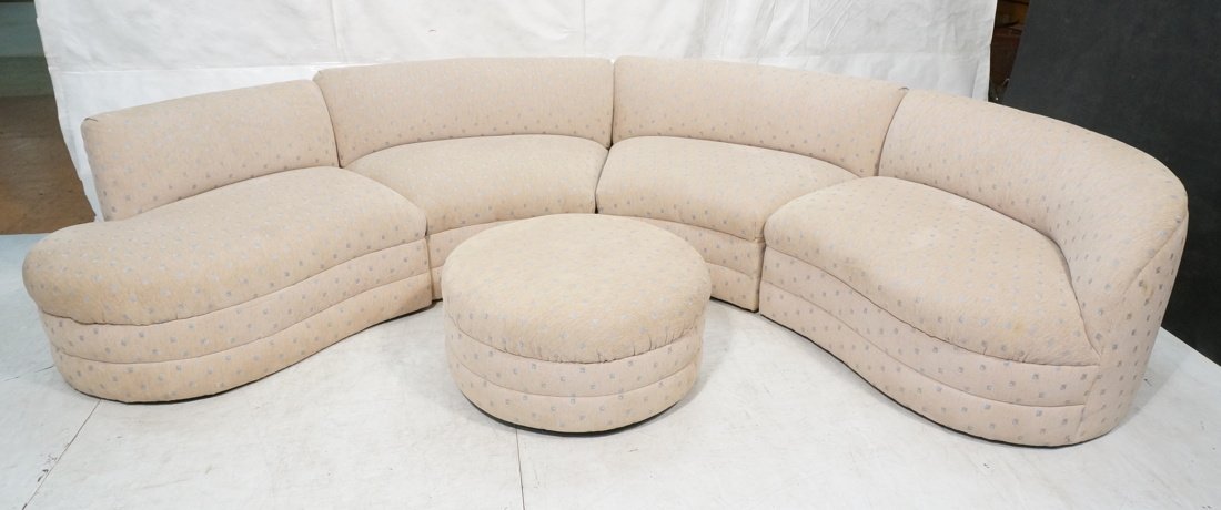 Four Part Sectional Modernist Sofa Couch & Ottoma (1 of 10)