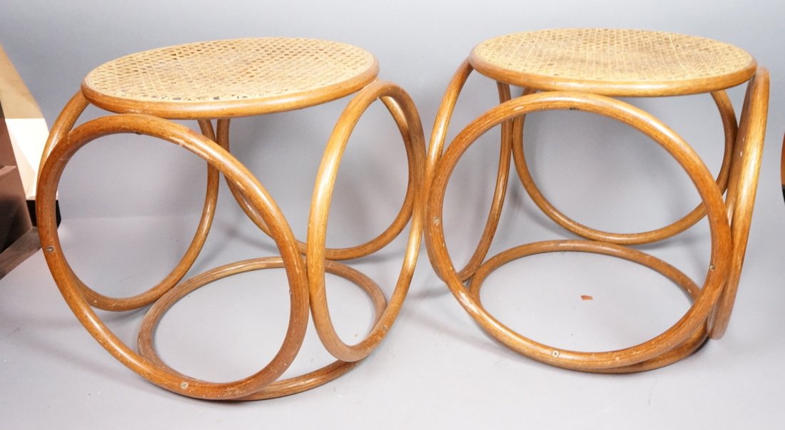 Pr Caned Bentwood Stools Tables. Round bentwood s (1 of 7)