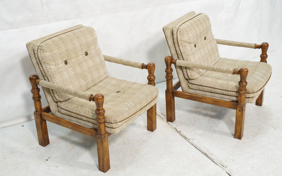 Pr Decorator Lounge Chairs. Wood spindle leg fram (1 of 5)