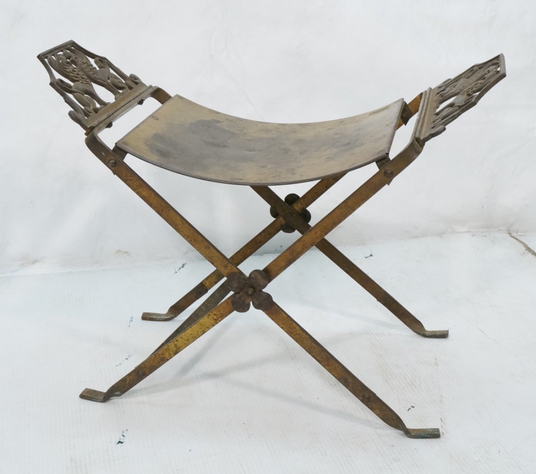 Oscar Bach style Brass Stool Seat. Winged Griffin (1 of 10)