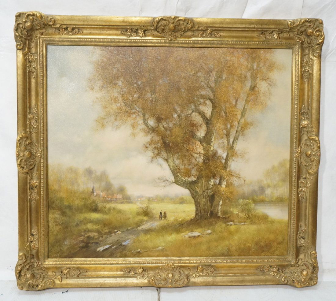 ANTON KISER "Landscape" with Large Tree. Oil Pain (1 of 10)