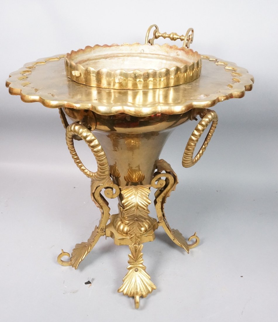 Large Brass Trumpet Form Vase Urn Table Base. Lar (1 of 8)