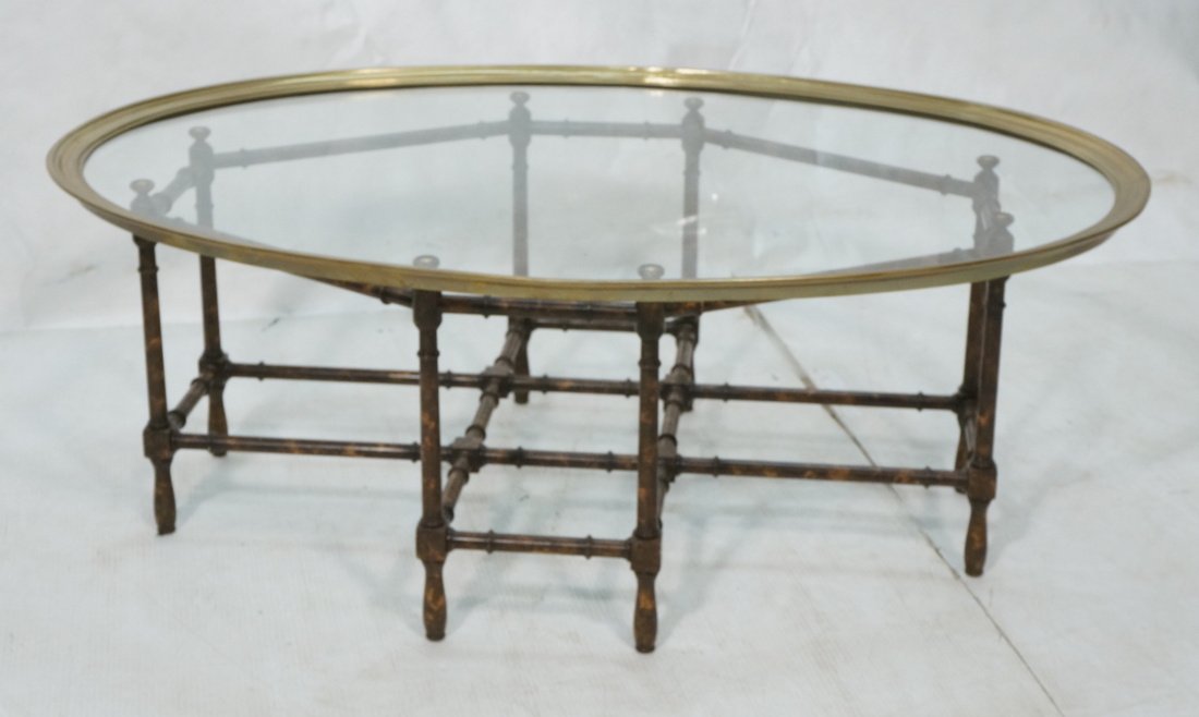 BAKER Brass & Glass Tray Table on Faux Bamboo Bas (1 of 6)