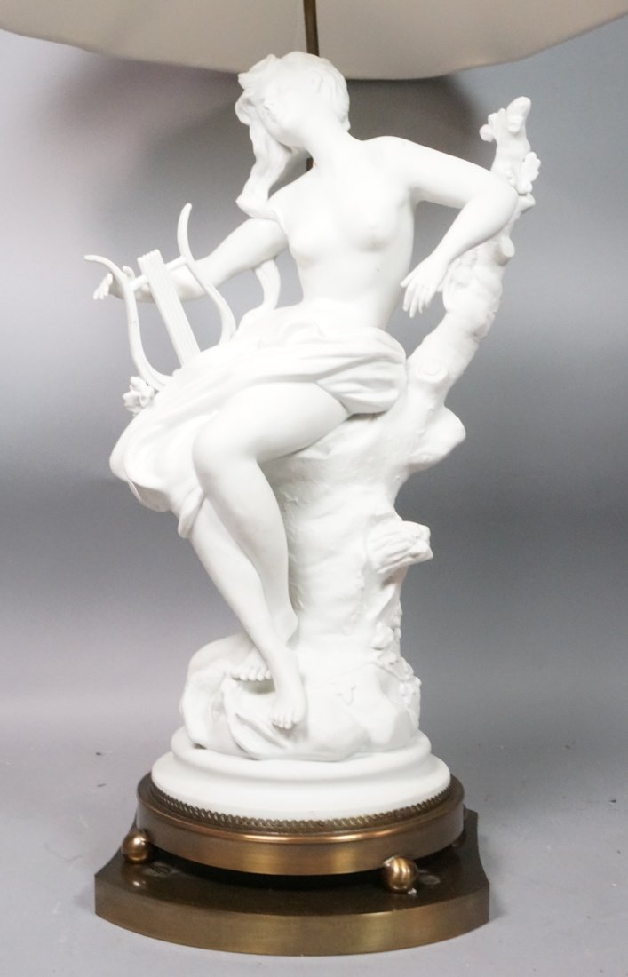 Bisque Figural Grouping Table Lamp. Woman with Ha (1 of 10)