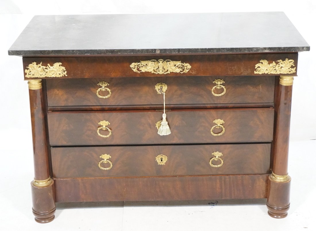 French Empire Gilt Bronze Mahogany Dresser Chest. (1 of 8)