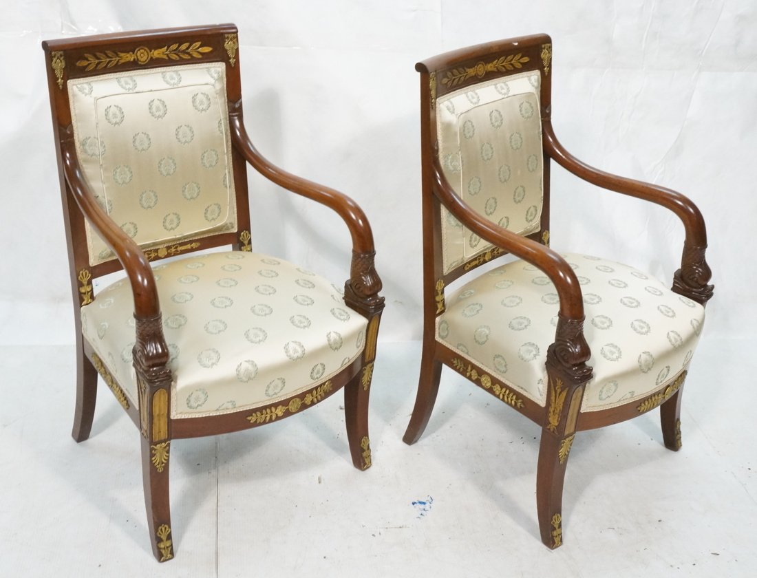 Pr French Empire style Napoleonic Arm Chairs. Car (1 of 10)