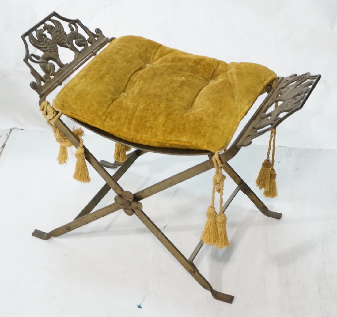 Oscar Bach style Brass Stool Seat. Winged Griffin (1 of 7)