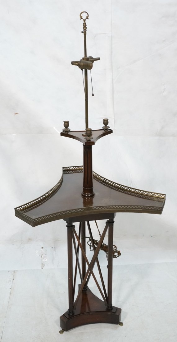 Antique Mahogany Lamp Table. Brass decorative gal (1 of 8)