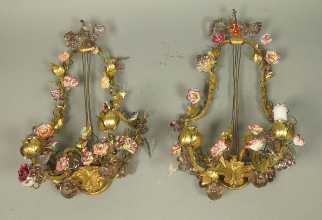 Pr Lyre Harp form Wall Sconces Candle Holders. Me (1 of 10)