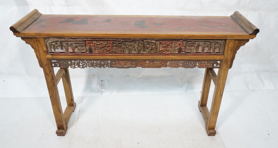 Long Asian Carved Hall Console Sofa Table. Intric (1 of 10)