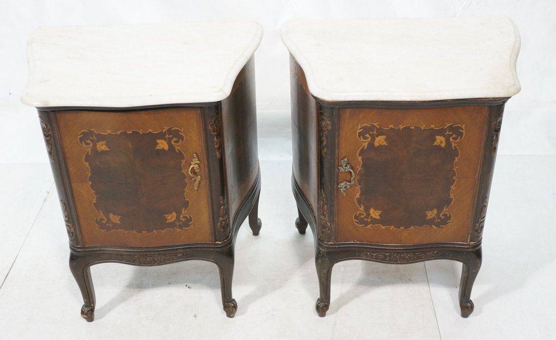 Pr Marble Top Night Stands. French style. Inlaid (1 of 8)
