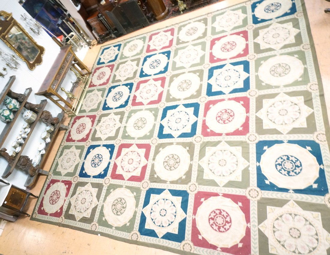 Large 16'4" x 16'6" Needlepoint Rug Carpet in Aub (1 of 10)