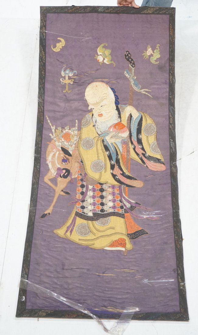 Embroidered Antique Chinese Asian Tapestry Silk P (1 of 5)