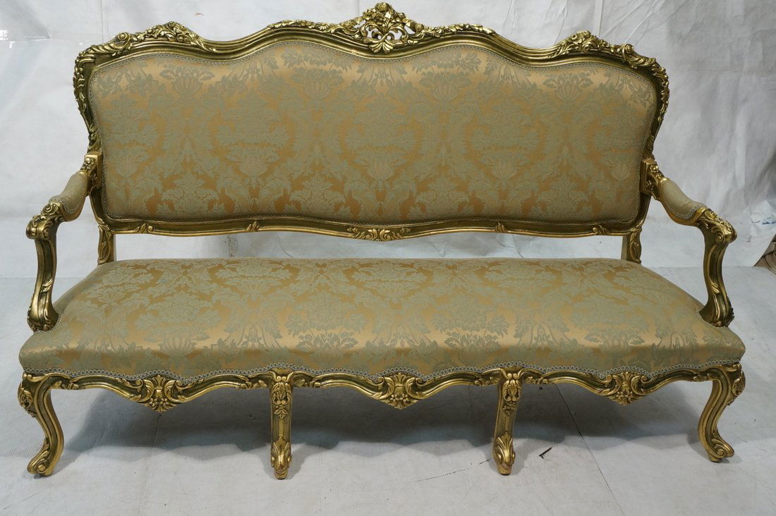 Gold Painted French Sofa Couch. Ornate Rose Flora (1 of 8)