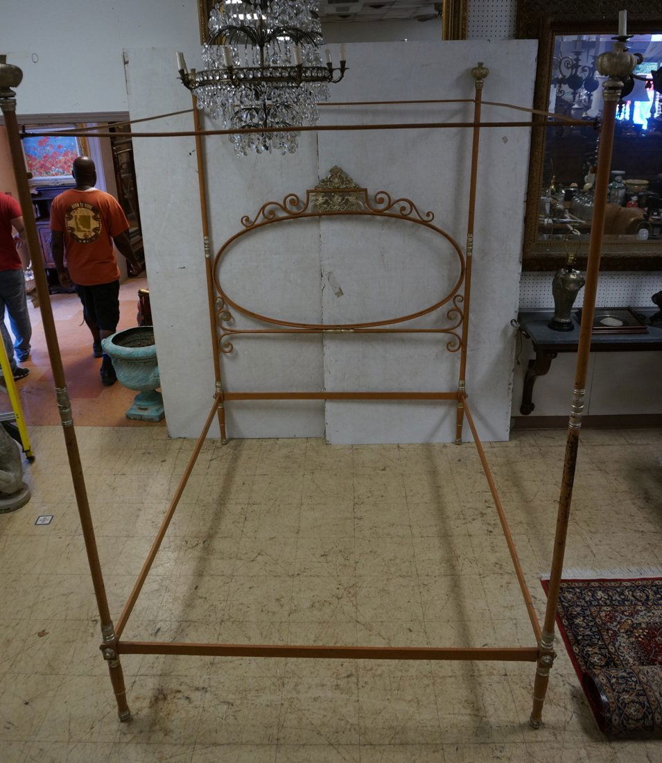 Decorator Campaign Iron Poster Canopy Bed. Silver (1 of 10)