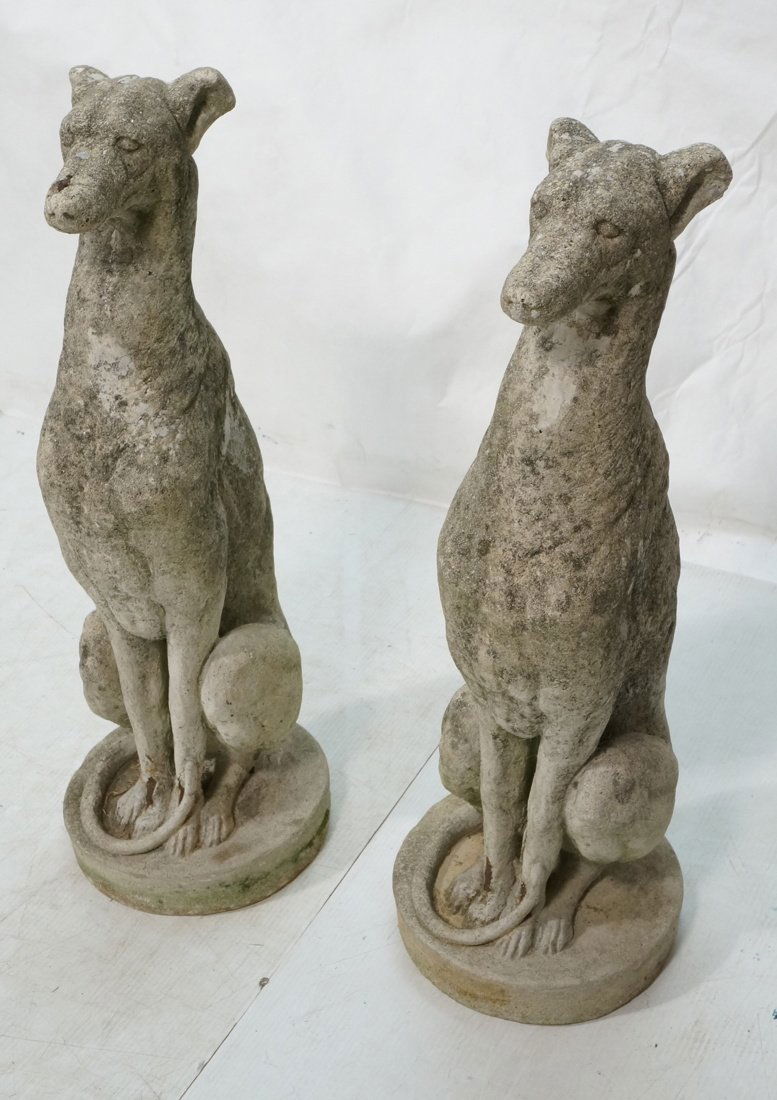 Pr Concrete Dog Greyhound Figural Sculptures. Gar (1 of 10)