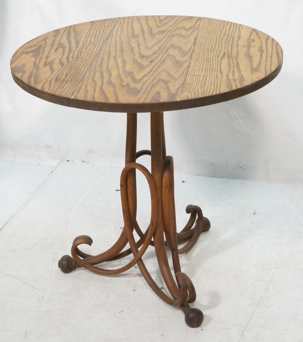 Round Top THONET Austria Bentwood Table. Three le (1 of 10)