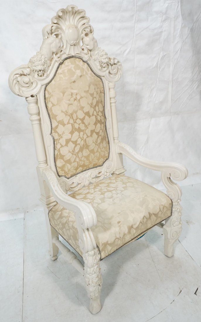 Tall Large Ornate Throne Chair. Probably Carved O (1 of 10)
