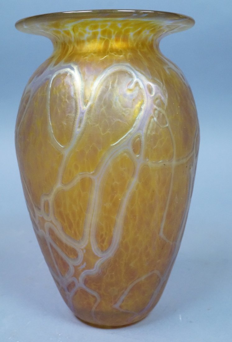 ROBERT EICKHOLT 2004 ART Glass Vase. Wide lip. Go (1 of 5)