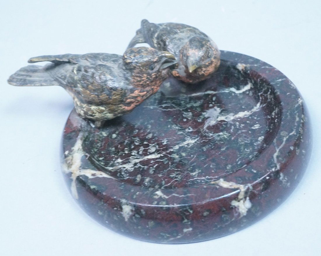 Austrian Bronze Birds on Marble Dish Vide Poche. (1 of 4)