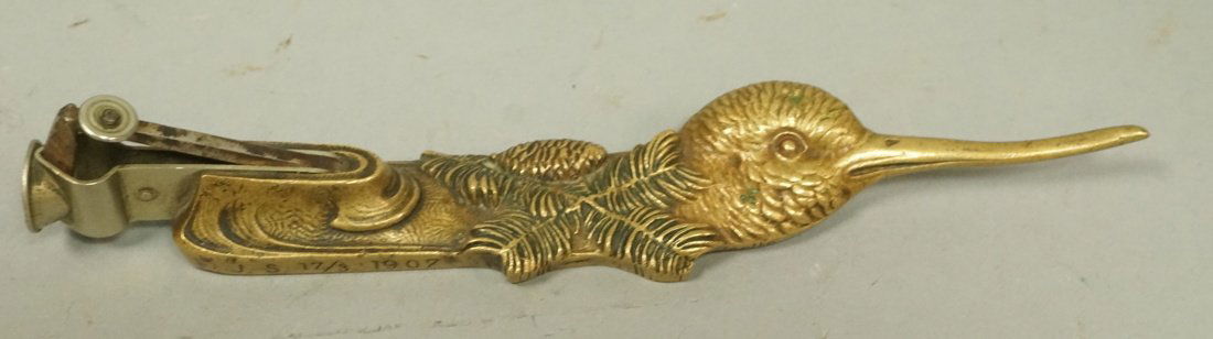 Antique Bronze Figural Cigar Cutter. Bird with lo (1 of 7)