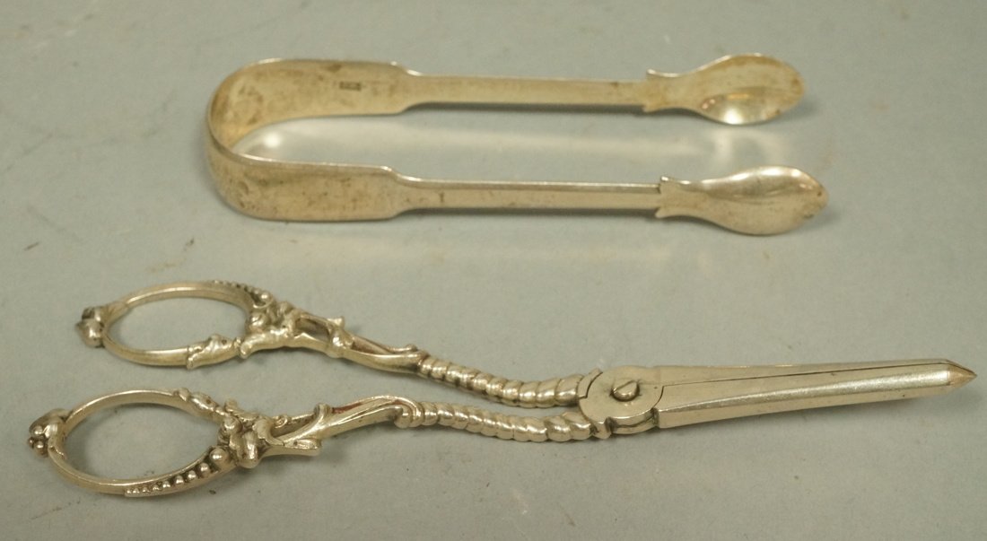 2pc Sterling Grape Shears & Tongs. 1). Heavy weig (1 of 6)