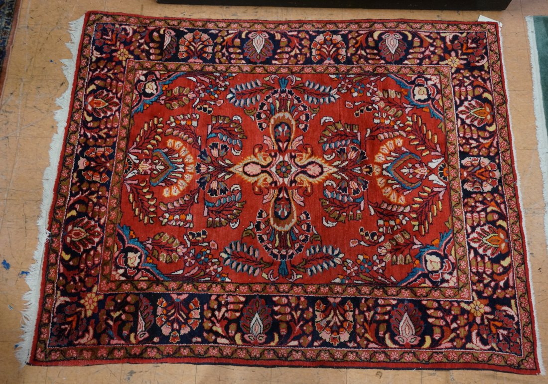 6'11" x 5'5"Red Handmade Carpet Rug. Red Ground w (1 of 10)