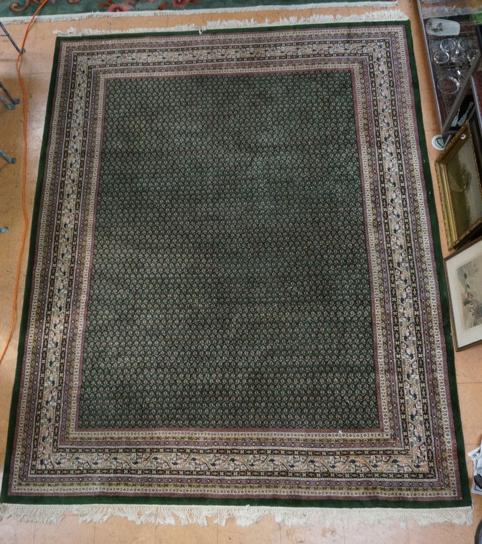 10'2" x 7'9" Bokhara Carpet Rug. Green Ground wit (1 of 10)