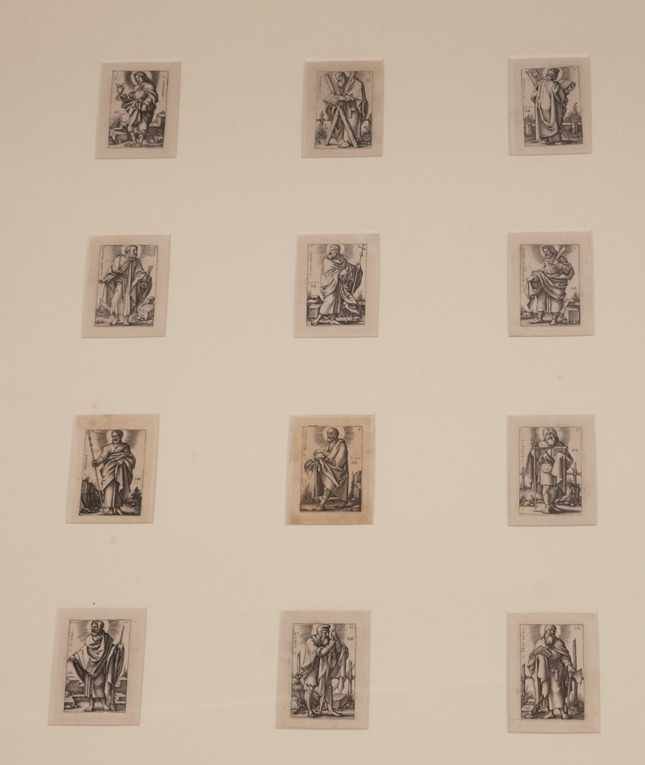 Framed Collection of 12 Miniature Antique Engravi (1 of 8)