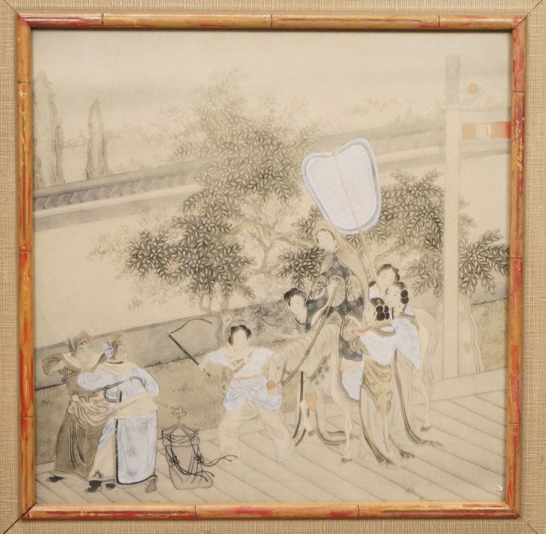 Antique Asian Watercolor. Ceremony with Woman on (1 of 10)