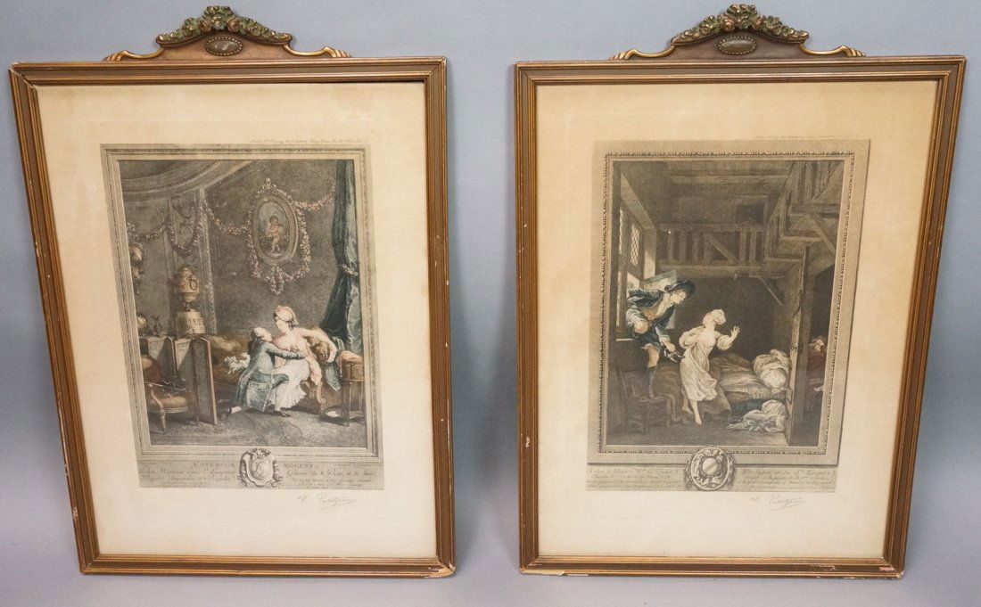 Pr Amorous French Prints. Signed F. Petitjean. Am (1 of 10)
