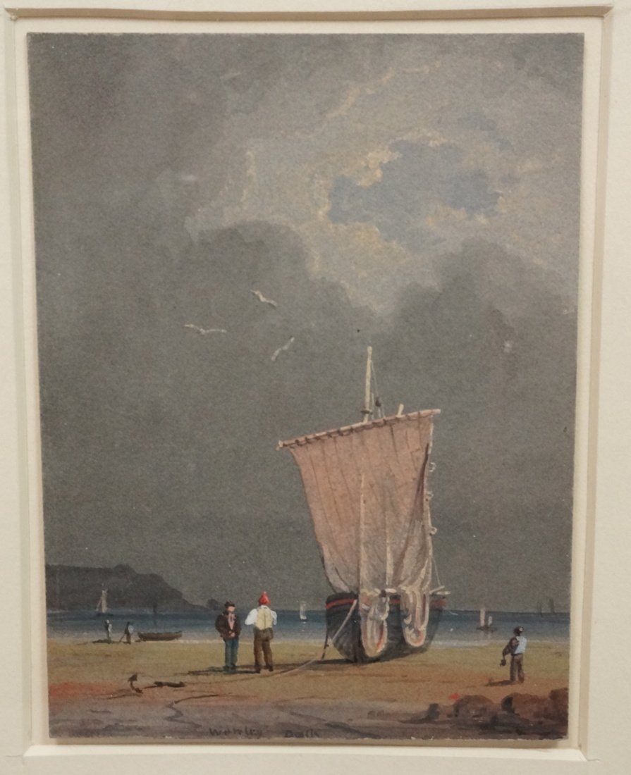 Small Watercolor Painting. Two men at coastline. (1 of 10)