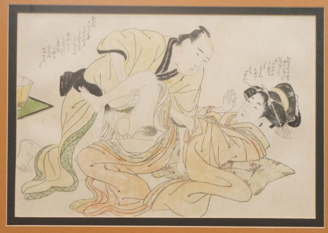 Japanese Erotica Print Signed. Hand colored c 187 (1 of 10)
